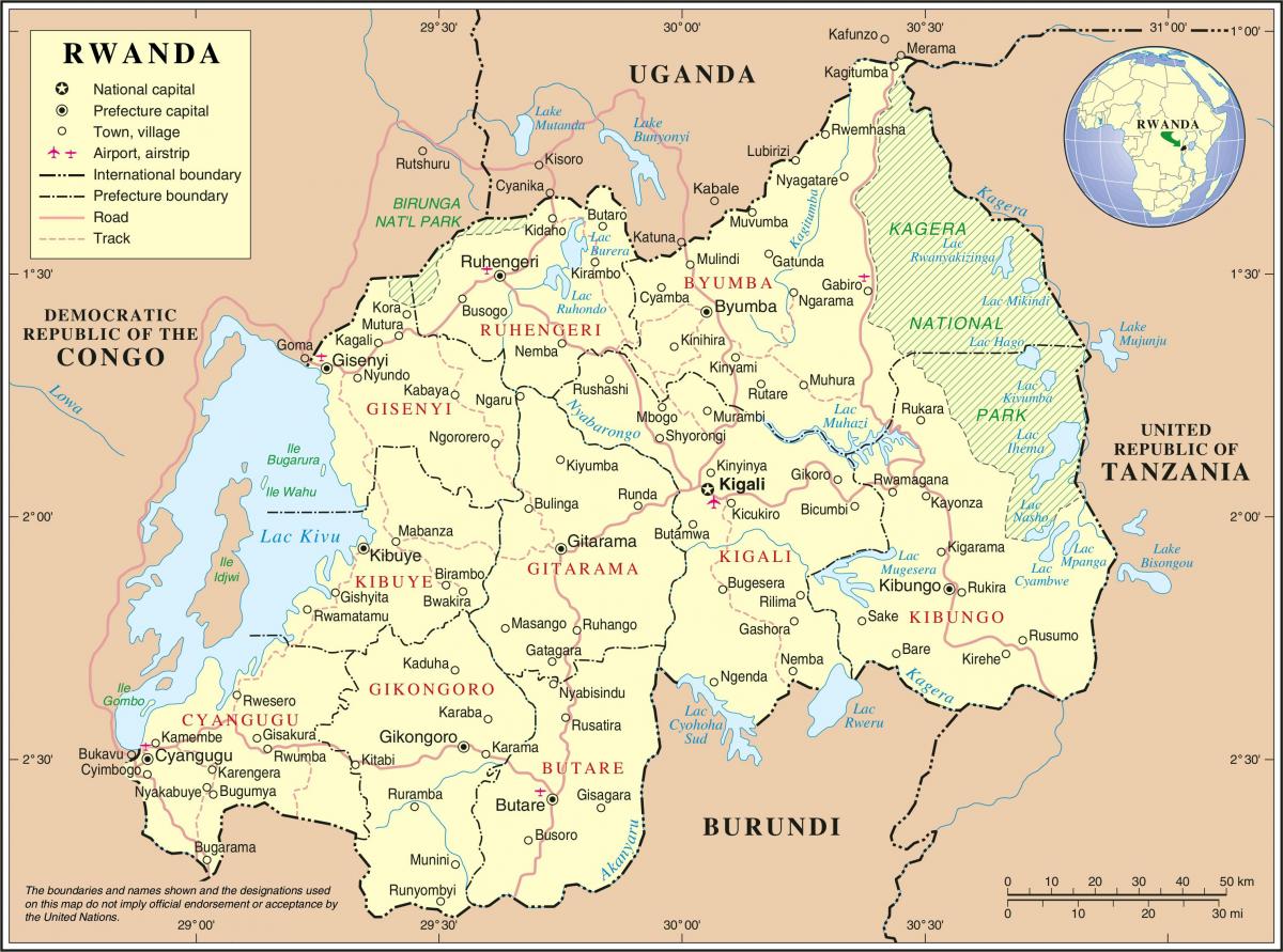 peta administrasi peta dari Rwanda