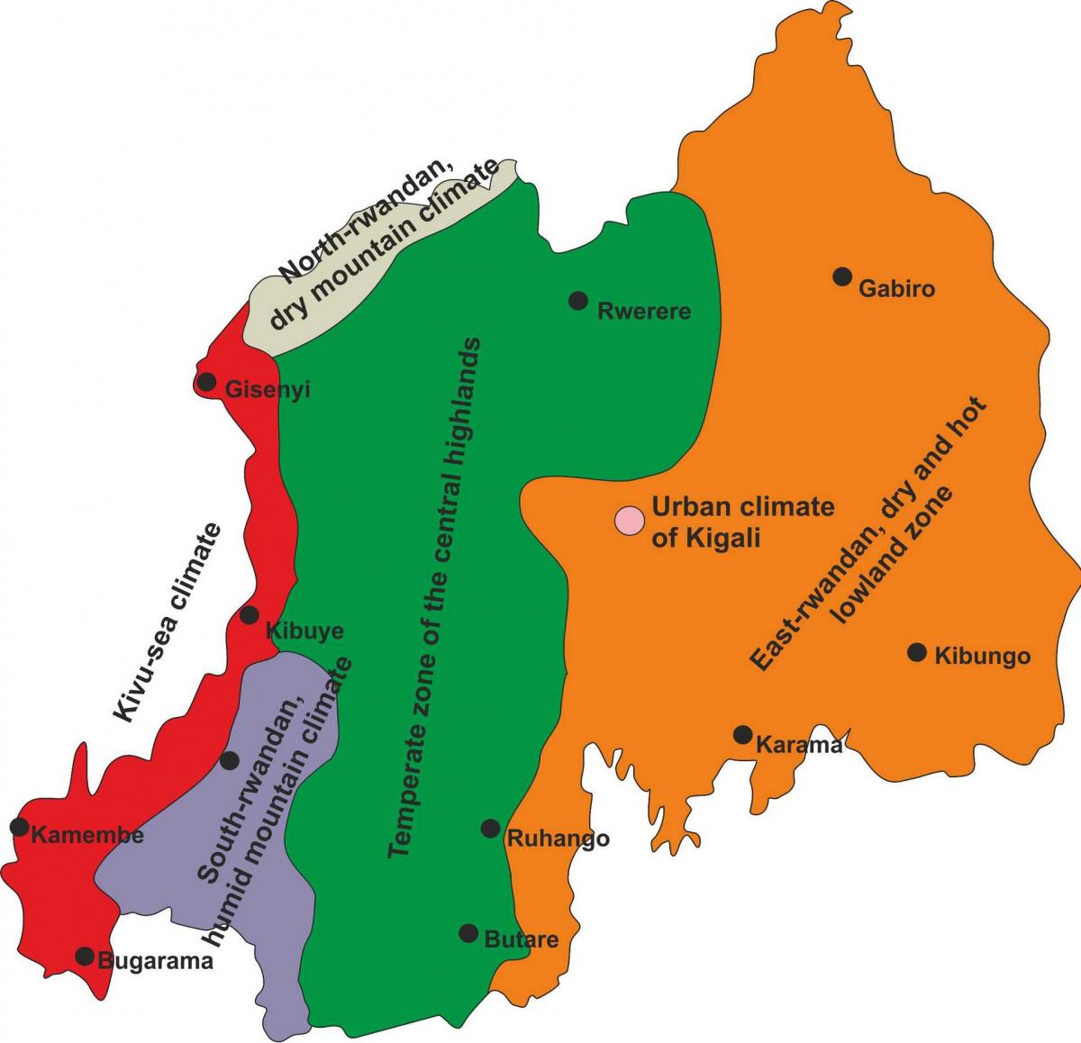 peta dari Rwanda iklim