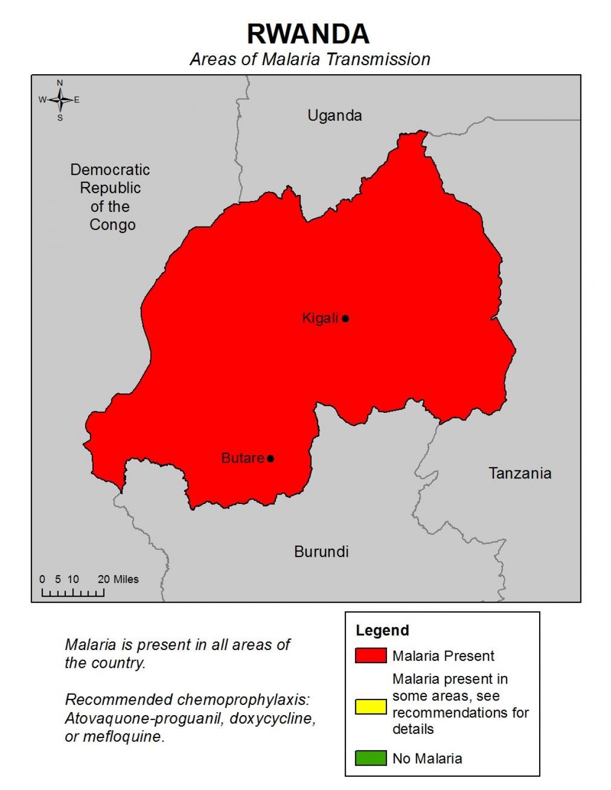 peta dari Rwanda malaria