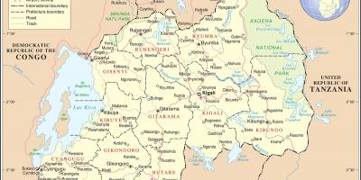 Peta dari peta Rwanda negara-negara sekitarnya